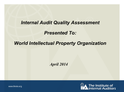 Internal Audit Quality Assessment Presented To