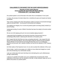 Challenges to the Budget for the Court Services Branch