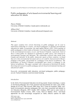 Public pedagogies of arts-based environmental learning and