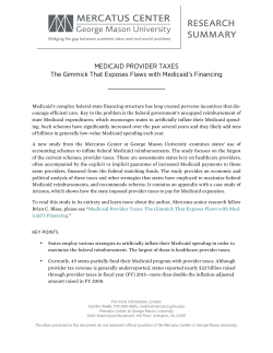 Medicaid Provider Taxes: The Gimmick That Exposes Flaws with