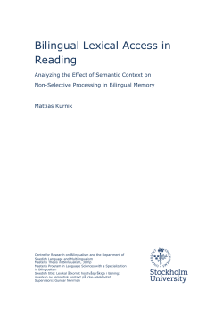 Bilingual Lexical Access in Reading