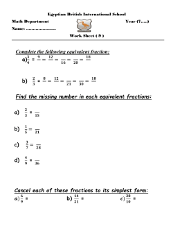 Complete the following equivalent fraction: = = = = = = = = Find the