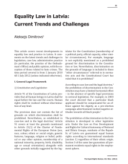 Aleksejs Dimitrovs: Equality Law in Latvia: Current Trends and