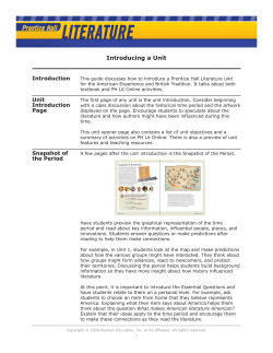 Prentice Hall Literature : Introducing a Unit