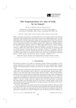 The fragmentation of a line of balls by an impact - damtp