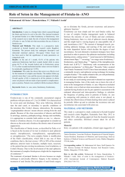 Role of Seton in the Management of Fistula-in&ndash;ANO