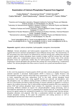 Examination of Calcium-Phosphates Prepared from Eggshell Csaba