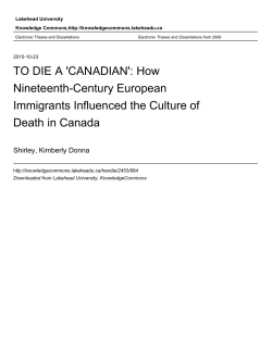 TO DIE A `CANADIAN`: How Nineteenth