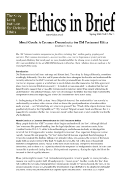 A Common Denominator for Old Testament Ethics