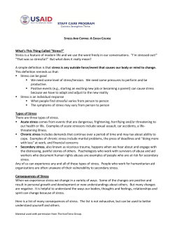Stress and Coping: A Crash Course