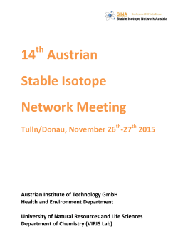 14 Austrian Stable Isotope Network Meeting