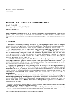 COMMUNICATION, COORDINATION AND NASH EQUILIBRIUM