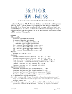 1. (Exercise 7, page 91, O.R., W. Winston) Eli Daisy uses chemicals