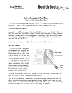 Epidural Analgesia/Anesthesia