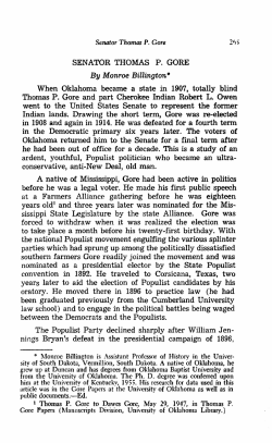 Senator Thomas P. Gore - Oklahoma State University