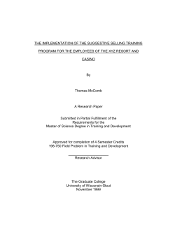 the introduction of the suggestive selling training - UW