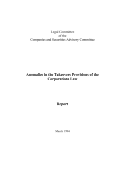 Anomalies in the Takeovers Provisions of the Corporations Law