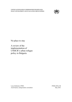 No place to stay A review of the implementation of UNHCR`s urban