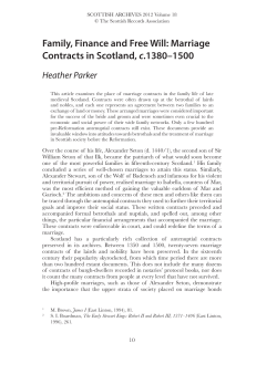 Marriage Contracts in Scotland, c.1380&ndash;1500