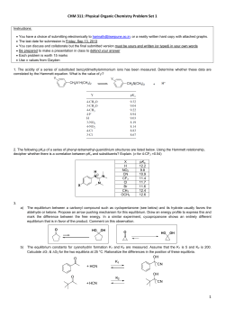 1 CHM 311: Physical Organic Chemistry Problem Set 1