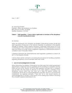 Letter to the Office des professions du Qu&eacute;bec
