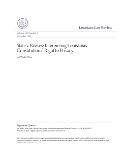 Interpreting Louisiana`s Constitutional Right to Privacy