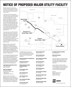 notice of proposed major utility facility