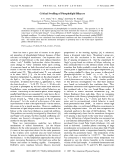 Critical Swelling of Phospholipid Bilayers - Huey W. Huang