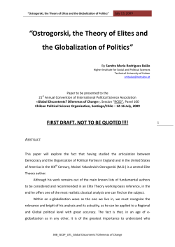&ldquo;Ostrogorski, the Theory of Elites and the Globalization of Politics&rdquo;