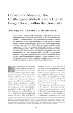 Context and Meaning: The Challenges of Metadata for a Digital
