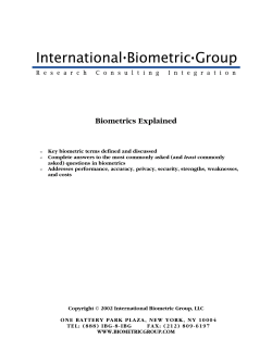 Biometrics Explained - Faculty of Science and Engineering