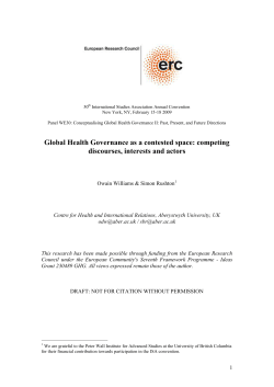 Global Health Governance as a contested space: competing