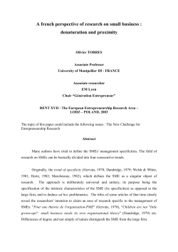 A french perspective of research on small business : denaturation