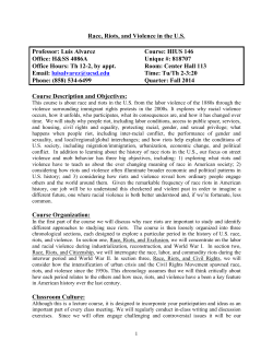 Race, Riots, and Violence in the US Professor