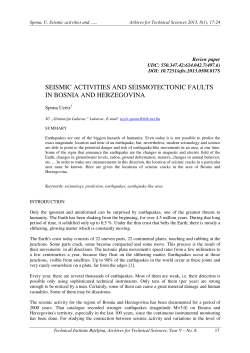 seismic activities and seismotectonic faults in bosnia