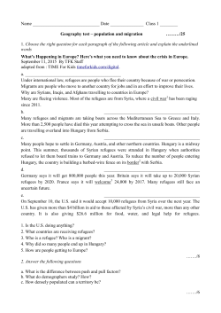 Geography test &ndash; population and migration &hellip; 1