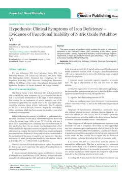 Hypothesis: Clinical Symptoms of Iron Deficiency