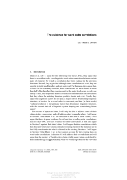 The evidence for word order correlations - Acsu Buffalo