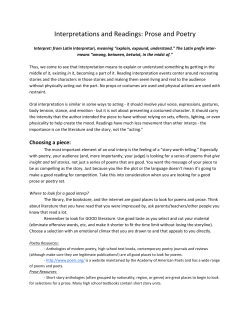 Interpretations and Readings: Prose and Poetry