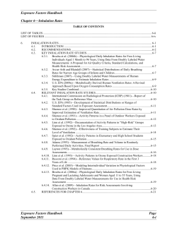 Exposure Factors Handbook - Chapter 6: Inhalation Rates