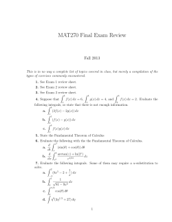 Final Exam Review Problems