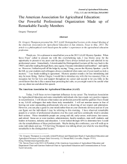 The American Association for Agricultural Education: Our Powerful