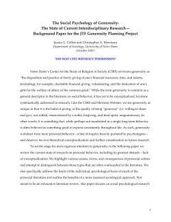 The Social Psychology of Generosity