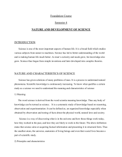 FC Sem 3 NATURE AND DEVELOPMENT OF SCIENCE
