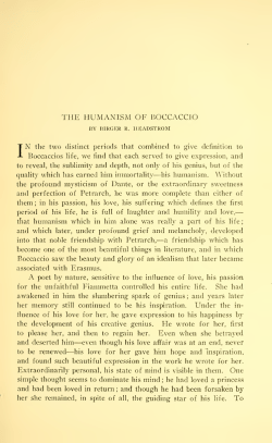 The Humanism of Boccaccio.