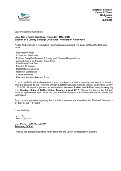 Nomination paper - County Borough Councillor