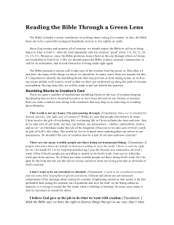 Reading the Bible Through a Green Lens