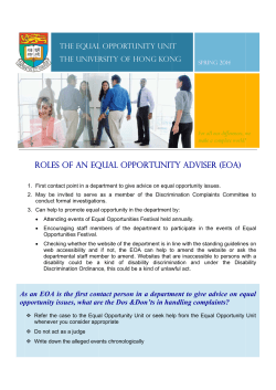 Rol les of an Eq qual O Oppor rtunit ty Adv viser ( (EOA)
