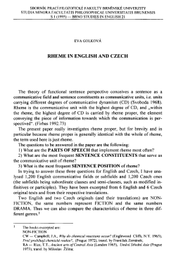 RHEME IN ENGLISH AND CZECH The theory of functional