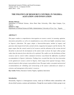 the politics of resource control in nigeria: agitation and innovation